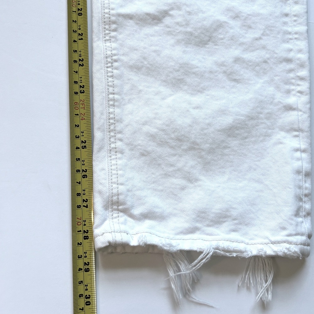 American Eagle Highest Rise Baggy Straight White Distressed Jeans Size 4 Short - Picture 15 of 16